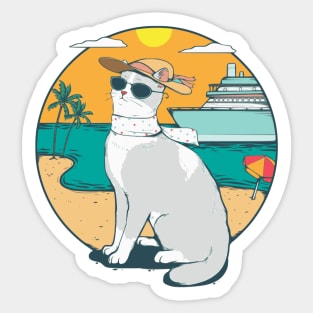 Sassy Cat on the Beach Sticker